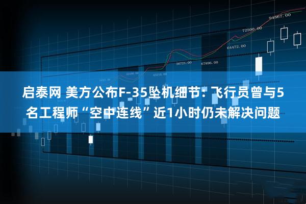 启泰网 美方公布F-35坠机细节: 飞行员曾与5名工程师“空中连线”近1小时仍未解决问题