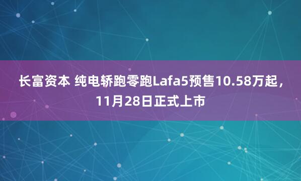 长富资本 纯电轿跑零跑Lafa5预售10.58万起，11月28日正式上市